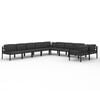 vidaXL 10 pcs conjunto lounge jardim com almofad&otilde;es alum&iacute;nio antracite