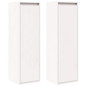 vidaXL Arm&aacute;rios de parede 2 pcs 30x30x100 cm pinho maci&ccedil;o branco