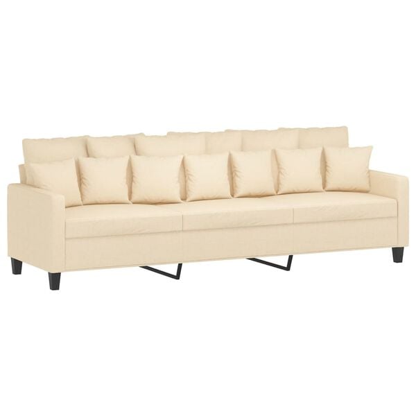 vidaXL Sof&aacute; de 3 lugares com apoio de p&eacute;s 210 cm tecido cor creme