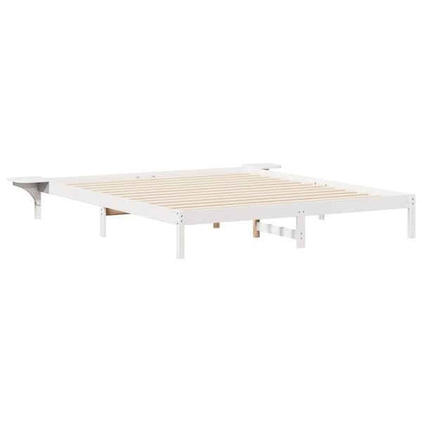 vidaXL Cama com Mesas Laterais Branco 180 x 220 cm