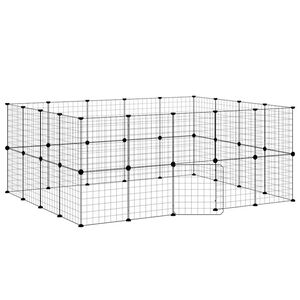 vidaXL Gaiola p/ animais de 36 pain&eacute;is c/ porta 175x140x70 cm a&ccedil;o preto