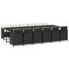 vidaXL 13 pcs conjunto jantar p/ jardim c/ almofad&otilde;es vime PE preto