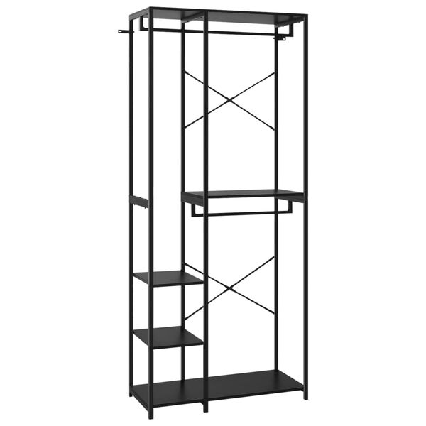 vidaXL Roupeiro 90x40x213 cm metal e contraplacado preto