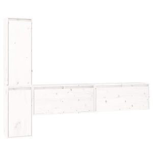 vidaXL M&oacute;veis de TV 4 pcs madeira de pinho maci&ccedil;a branco