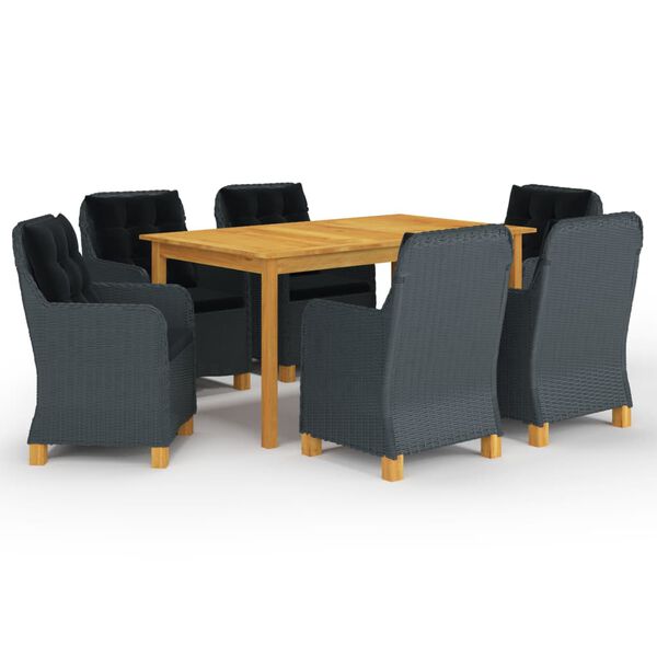 vidaXL 7 pcs conjunto de jantar para jardim cinzento-escuro