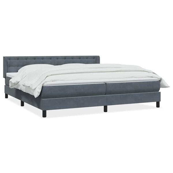 vidaXL Cama com molas/colch&atilde;o 180x210 cm veludo cinzento-escuro