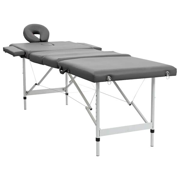 vidaXL Mesa massagens c/ 4 zonas estrutura alum&iacute;nio 186x68cm antracite