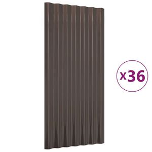 vidaXL Pain&eacute;is de telhado 36 pcs 80x36 cm a&ccedil;o galvanizado castanho