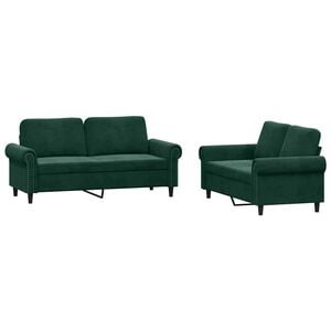 vidaXL 2 pcs conjunto de sof&aacute;s com almofad&otilde;es veludo verde-escuro