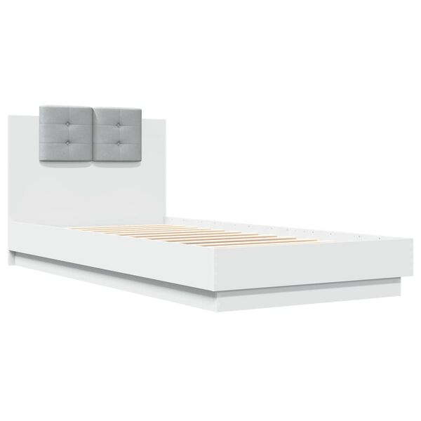 vidaXL Estrutura cama c/ cabeceira 90x200 cm derivados madeira branco