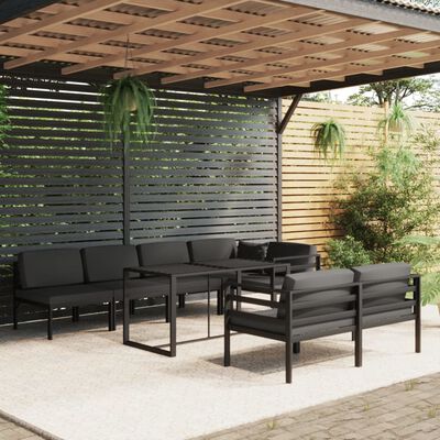 vidaXL 8 pcs conjunto lounge jardim com almofadões alumínio antracite