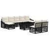 vidaXL Conjunto de Sof&aacute; de Jardim 10 unid. Preto e Branco Creme