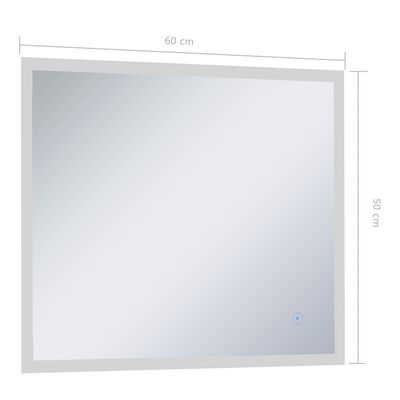 vidaXL Espelho de parede LED c/ sensor tátil casa de banho 60x50 cm