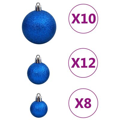 vidaXL 111 pcs conjunto de enfeites de Natal poliestireno azul