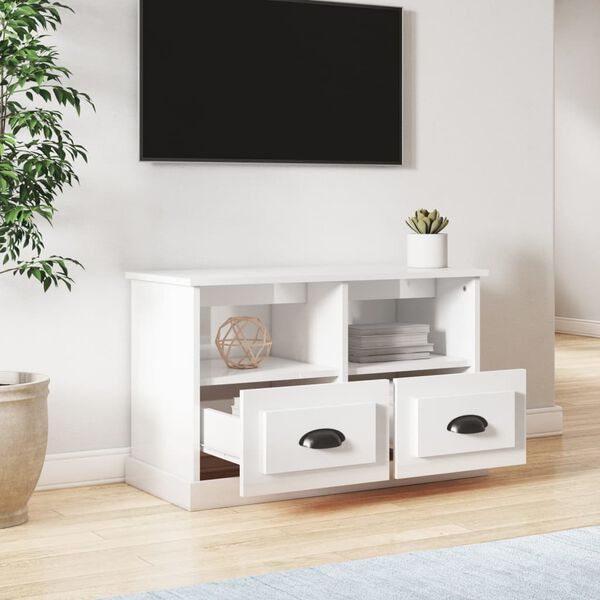 vidaXL M&oacute;vel de TV 80x35x50 cm derivados de madeira branco brilhante