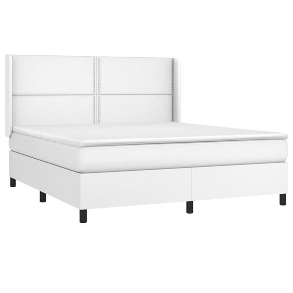 vidaXL Cama com molas/colch&atilde;o 180x200 cm couro artificial branco