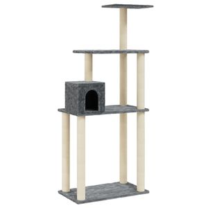 vidaXL &Aacute;rvore p/ gatos c/ postes arranhadores sisal 147cm cinza-escuro
