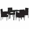 vidaXL Conjunto de Jantar para Jardim 5 unid. Preto vime PE