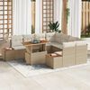 vidaXL Conjunto de Sof&aacute; de Jardim 9 pcs Bege Rattan Sint&eacute;tico