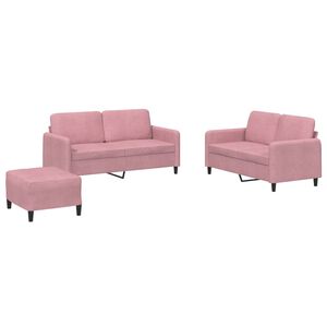 vidaXL 3 pcs conjunto de sof&aacute;s veludo rosa