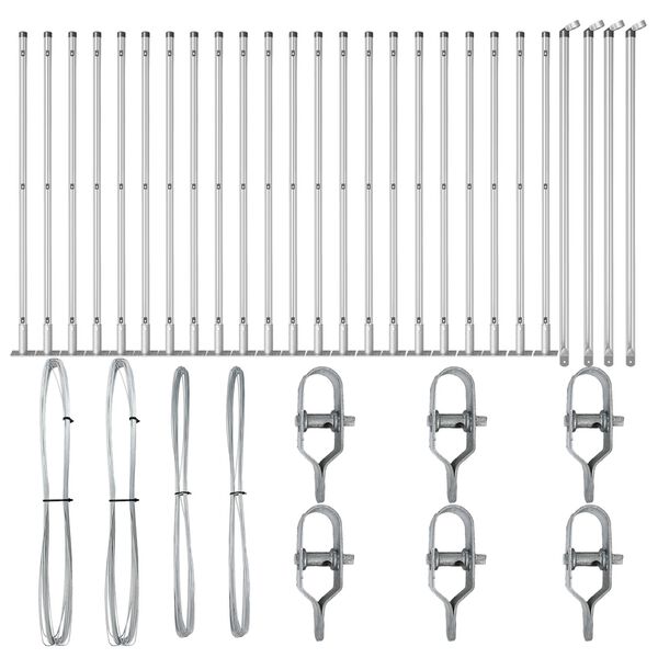 vidaXL Poste de Cerca Outros 26 pcs Cinzeto 3,2 x 3,2 x 90 cm Aço