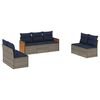 vidaXL Conjunto de sof&aacute; de jardim com 7 pe&ccedil;as e almofadas em rattan sint&eacute;tico cinza