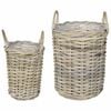 vidaXL Cesta de Plantas GENDT 2 unid. Cinza Natural Rattan Kubu
