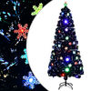 vidaXL &Aacute;rvore de Natal com flocos de neve LED 180 cm fibra &oacute;tica preto