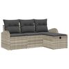 vidaXL Conjunto de Sof&aacute; de Jardim 4 unid. Cinzento-claro vime PE