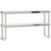 vidaXL Unidade 2 prateleiras p/ mesa trabalho 110x30x65 cm a&ccedil;o inox.