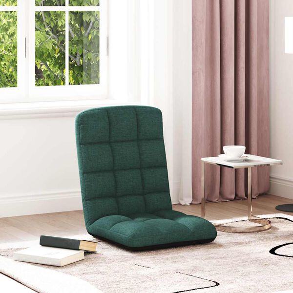 vidaXL Colch&atilde;o dobr&aacute;vel 71x51x62 cm tecido verde escuro