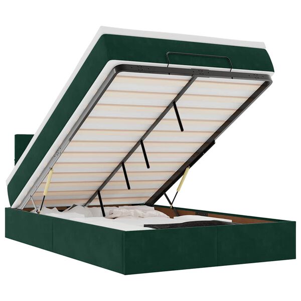 vidaXL Cama otomana com colch&atilde;o 120x190 cm veludo verde-escuro
