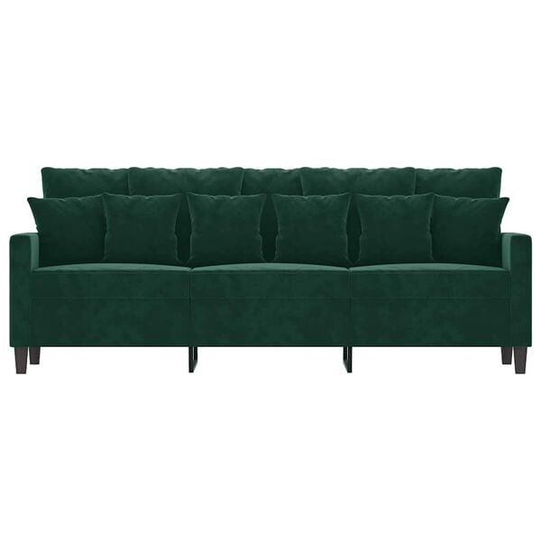 vidaXL Sof&aacute; de 3 lugares 180 cm veludo verde-escuro
