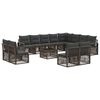 vidaXL Conjunto de Sof&aacute; de Jardim 13 unid. Cinzento vime PE