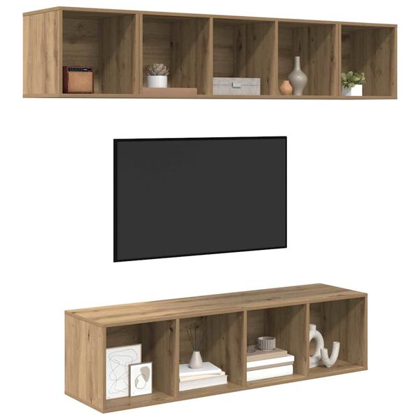 vidaXL Conjunto de m&oacute;vel de TV 4 pcs Carvalho Artesanal