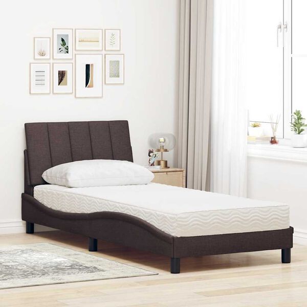 vidaXL Cama com colch&atilde;o Hanko 80x200 cm tecido castanho-escuro
