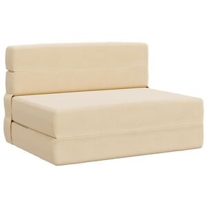 vidaXL Sof&aacute; Cama Dobr&aacute;vel Creme 70 x 72 x 60 cm Tecido
