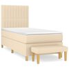 vidaXL Cama com molas/colch&atilde;o 90x200 cm tecido cor cr&egrave;me