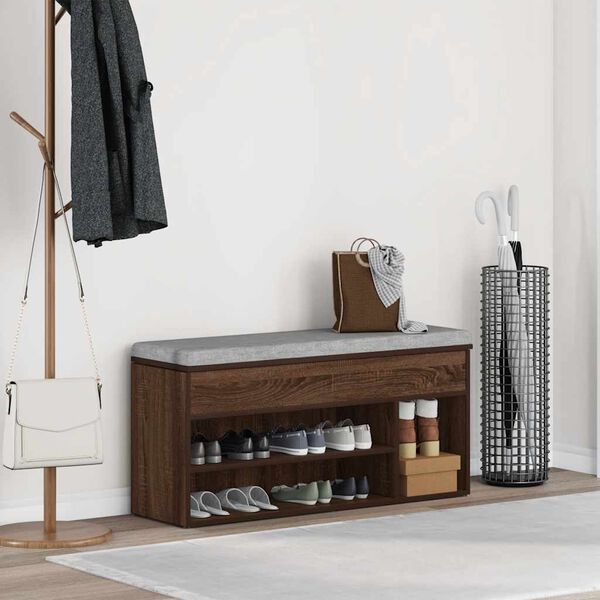vidaXL Banco sapateira 102x30,5x45 cm deriv. madeira carvalho castanho