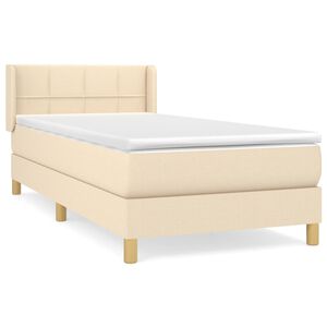 vidaXL Cama com molas/colch&atilde;o 90x190 cm tecido cor creme