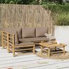 vidaXL 5 pcs conj. lounge jardim bambu almofad&otilde;es cinzento-acastanhado