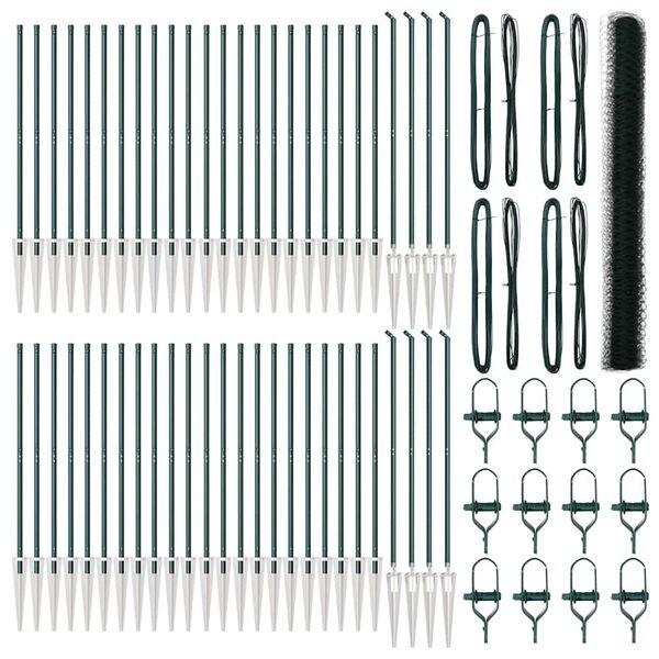 vidaXL Poste de Cerca Verde 100 x 1,5 m (malha de 36 mm) A&ccedil;o e PVC