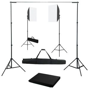 vidaXL Kit de est&uacute;dio fotogr&aacute;fico com softbox de ilumina&ccedil;&atilde;o e fundo