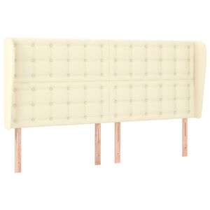 vidaXL Cabeceira cama c/ abas couro artificial 183x23x118/128 cm creme