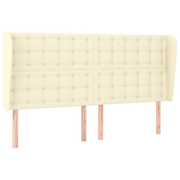 vidaXL Cabeceira cama c/ abas couro artificial 183x23x118/128 cm creme