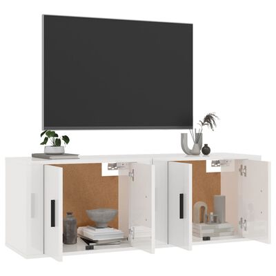 vidaXL Móveis de TV de parede 2 pcs 57x34,5x40 cm branco brilhante
