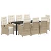 vidaXL Conjunto de Jantar para Jardim 9 unid. Bege vime PE