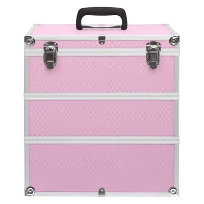 vidaXL Caixa de maquilhagem 37x24x40 cm alumínio cor-de-rosa