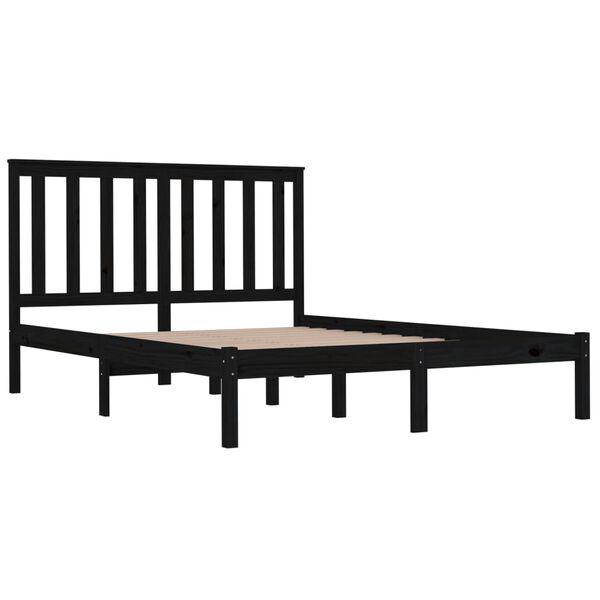 vidaXL Estrutura de cama 200x200 cm pinho maci&ccedil;o preto