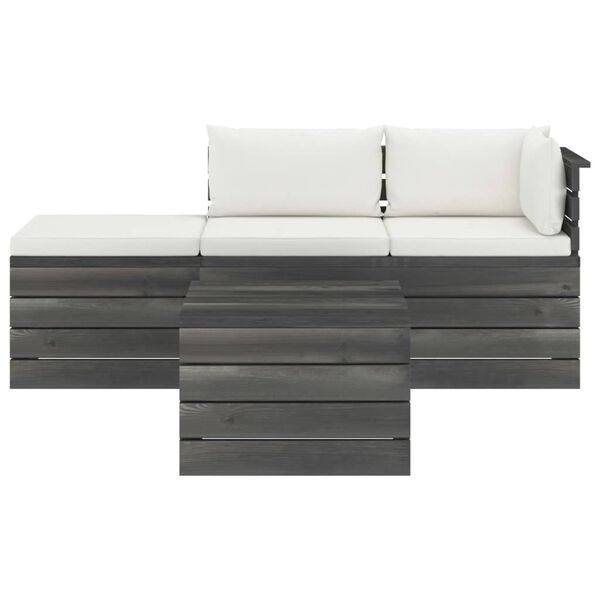 vidaXL 4 pcs conjunto lounge de paletes + almofad&otilde;es madeira de pinho